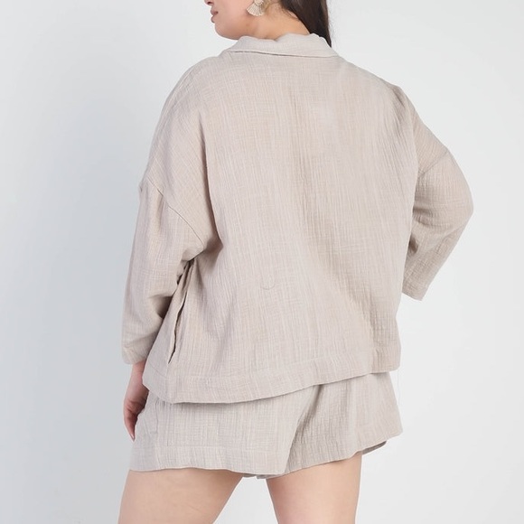 Grey Button-up Blazer Shorts Set - Picture 4 of 4